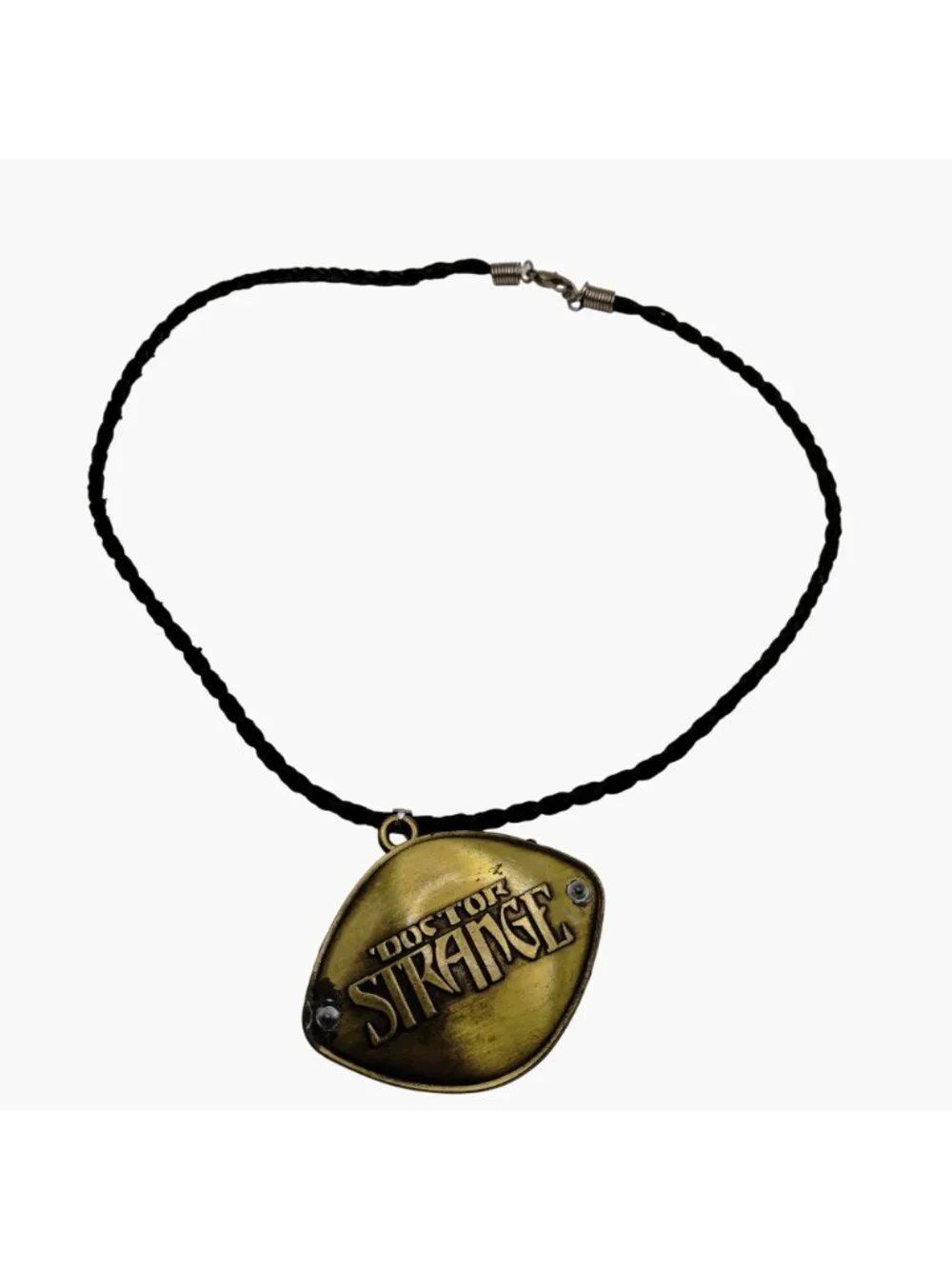 Doctor Strange Eye Of Agamotto Necklace Pendant Braided Black Cord Green Stone